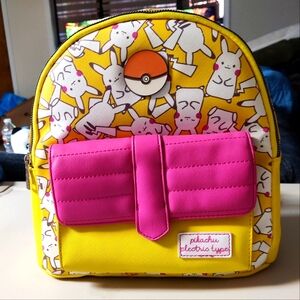 Pokemon Pikachu Electric Type Mini Backpack, Pink and Yellow.